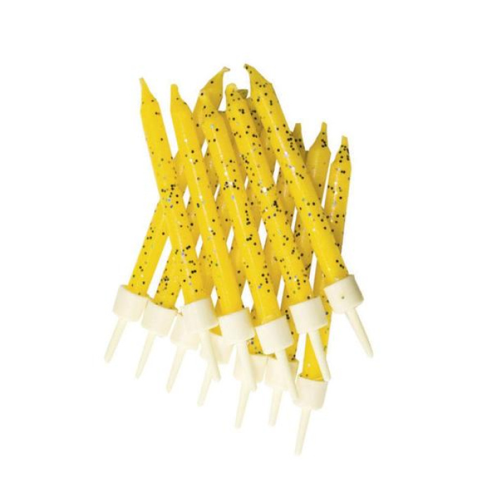 Velas Glitter Amarela – Pack.12 - Image 1