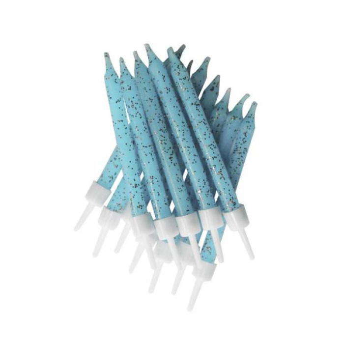 Velas Glitter Azul Claro – Pack.12 - Image 1
