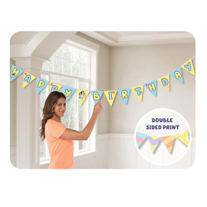Grinalda Bandeiras Papel Happy Birthday Cães Bluey - Image 1