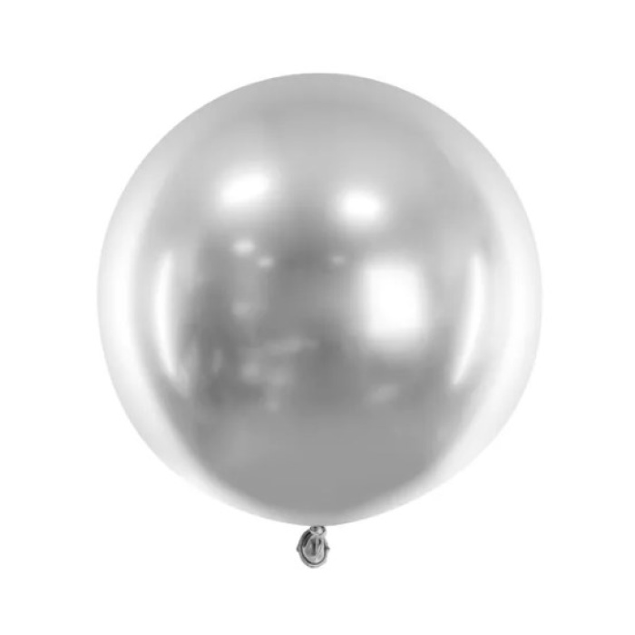 Balão Látex Cromado Prata - 60cm - Image 1
