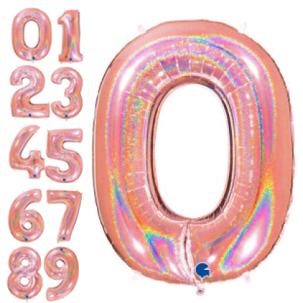 Balão Número Grande Rose Gold Glitter - 102cm