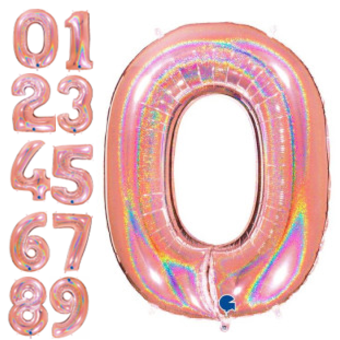 Balão Número Grande Rose Gold Glitter - 102cm - Image 1