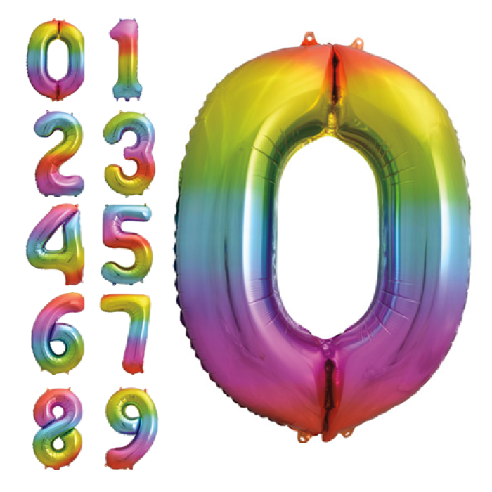 Balão Número Grande Arco Iris - 86cm - Image 1