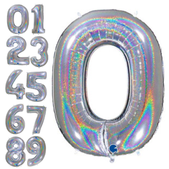 Balão Número Grande Prata Glitter - 102cm - Image 1