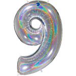 Balão Número Grande Prata Glitter - 102cm - Image 11
