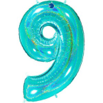 Balão Número Grande Azul Tiffany Glitter - 102cm - Image 11