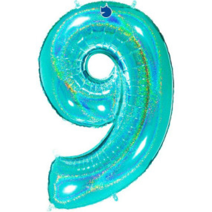 Balão Número Grande Azul Tiffany Glitter - 102cm - Image 11