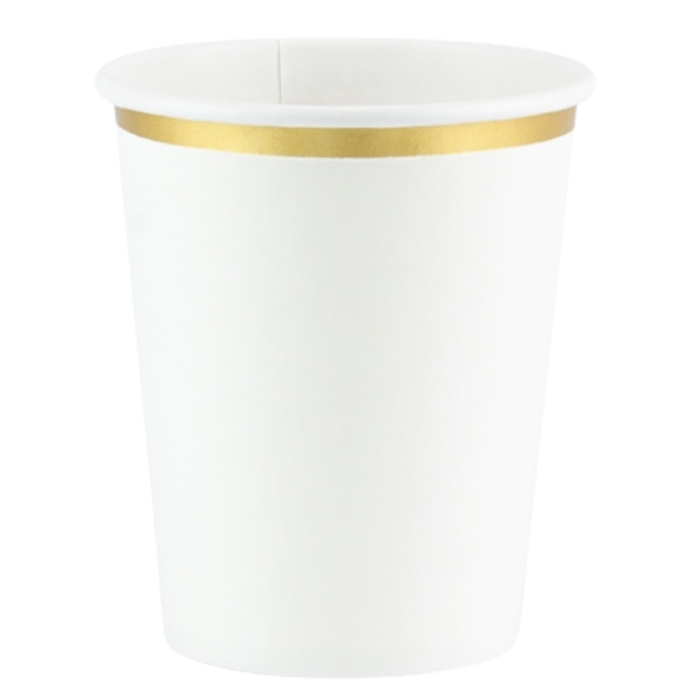 Copos Branco com Rebordo Ouro - Pack 6 - Image 1