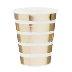 Copos Ouro Metálicos com Risca Branca - Pack 10