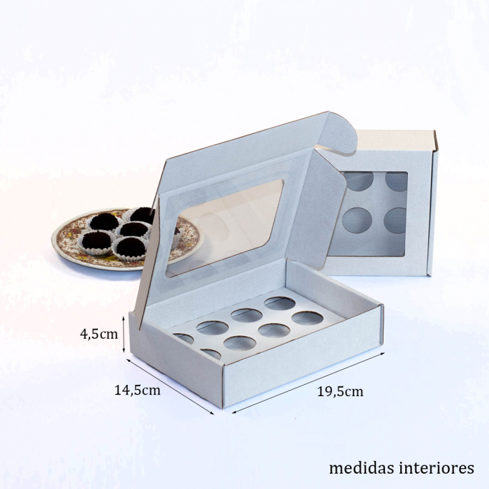 Caixa Branca 12 Brigadeiros Divisória e Janela - 19.5x14.5x4.5cm - Image 2