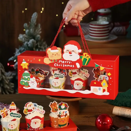 Caixa Cartolina Natal 4 Cupcakes - MOD 1