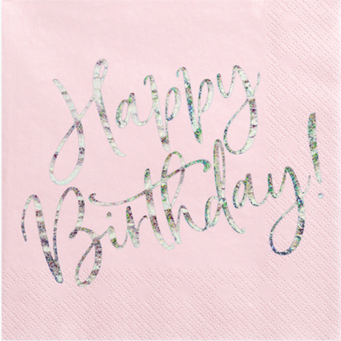 Guardanapos Rosa Happy Birthday! - Pack 20 - Image 1