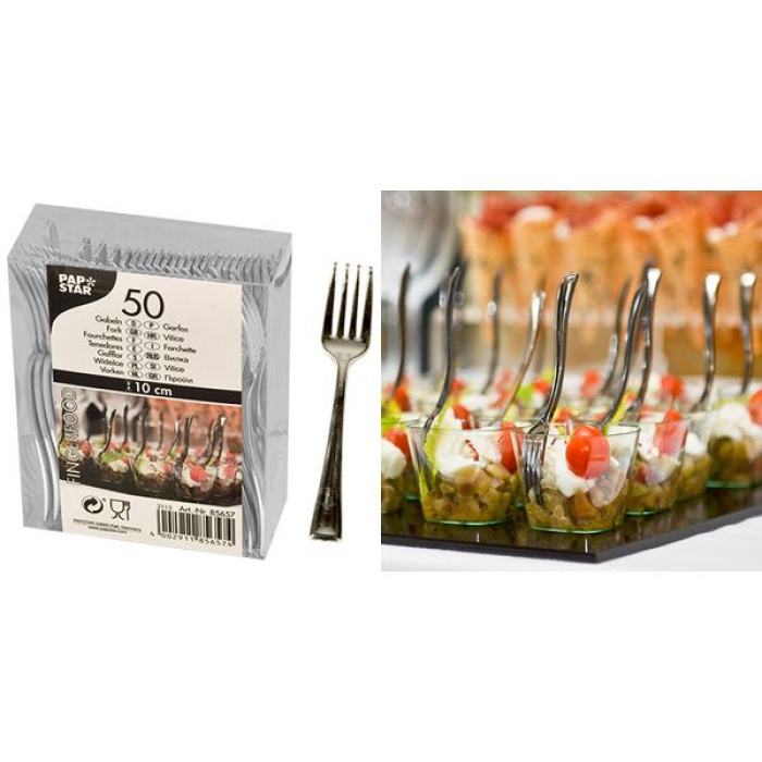 Mini Garfo Cocktail Prateado 10 cm - Pack.50 - Image 2