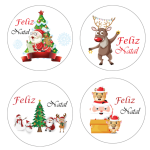 Etiquetas Adesivas Brancas Feliz Natal Redondas - Folha - Image 2