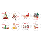 Etiquetas Adesivas Brancas Feliz Natal Redondas - Folha