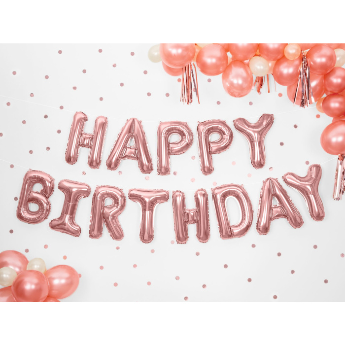 Banner Balões Happy Birthday Rosa Gold - 13 Letras - Image 2