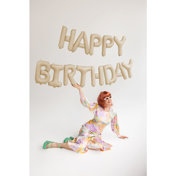 Banner Balões HAPPY BIRTHDAY Beje Pastel - Image 2