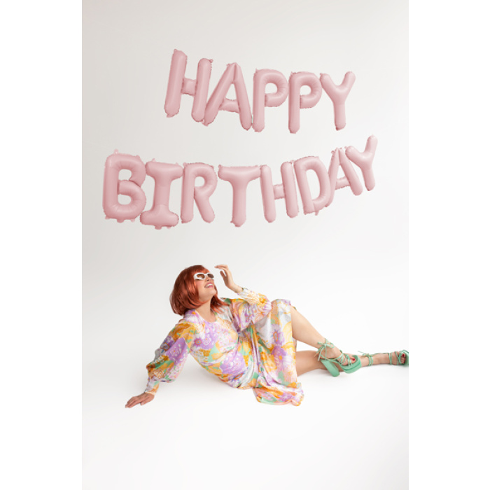Banner Balões HAPPY BIRTHDAY Rosa Pastel - Image 2
