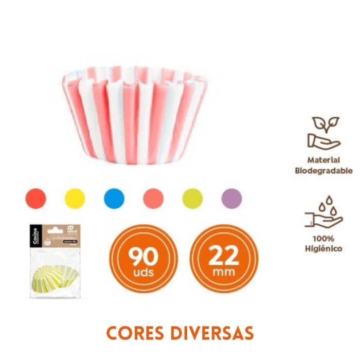 Forminhas Brigadeiro Riscas Cores Diversas - Pack 90 - Image 1
