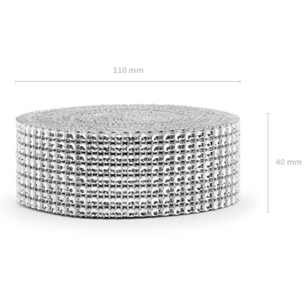 Fita Decorativa Diamantes Prateada - 4 x 900 cm
