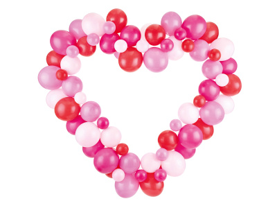 Kit Arco Balões Coração Rosa e Vermelho 160cm - Image 2
