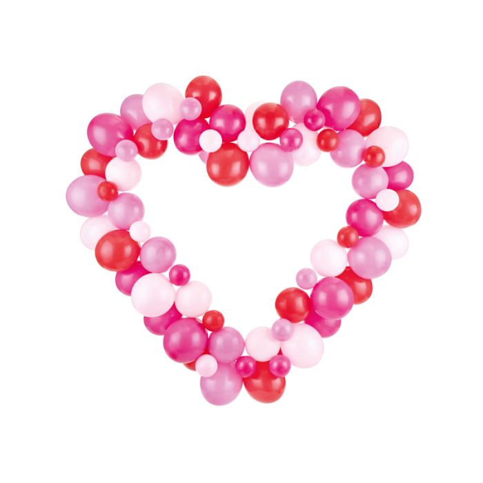 Kit Arco Balões Coração Rosa e Vermelho 160cm - Image 2
