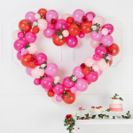 Kit Arco Balões Coração Rosa e Vermelho 160cm