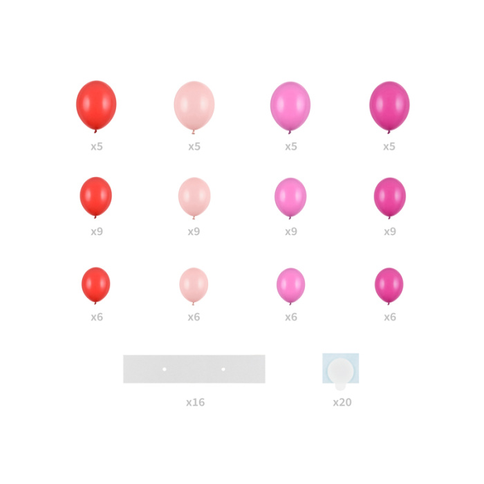 Kit Arco Balões Coração Rosa e Vermelho 160cm - Image 3