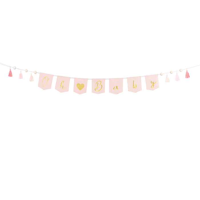 Banner Tecido Algodão OH BABY Rosa - Image 1