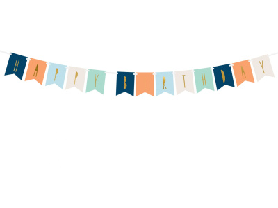 Banner Happy Birthday Cores Diversas com Letras Foil Ouro - Image 4
