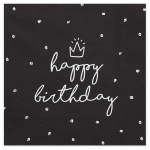 Guardanapos Pretos Happy Birthday 33cm