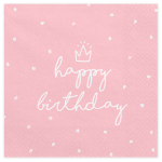Guardanapos Rosa Happy Birthday 33cm
