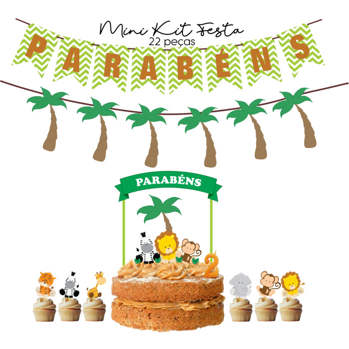 Kit Festas Animais da Selva - 22Pcs - Image 1