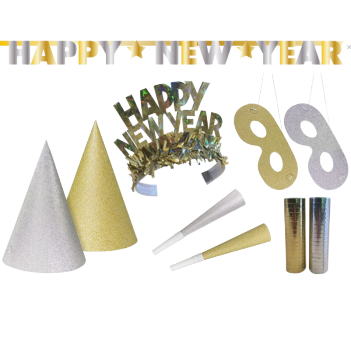 Kit Ano Novo Glitter Ouro e Prata – 27 peças - Image 1