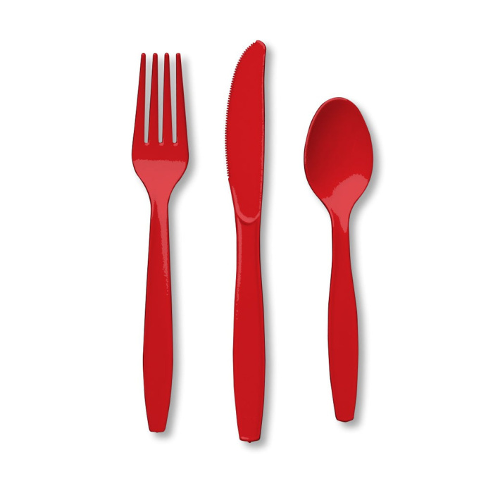Conjunto de Talheres Vermelho - Pack 24 - Image 1