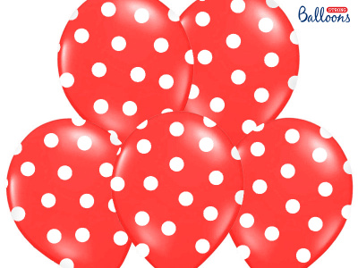 Balão Látex Vermelho com Bolas Branca 30cm - Image 3