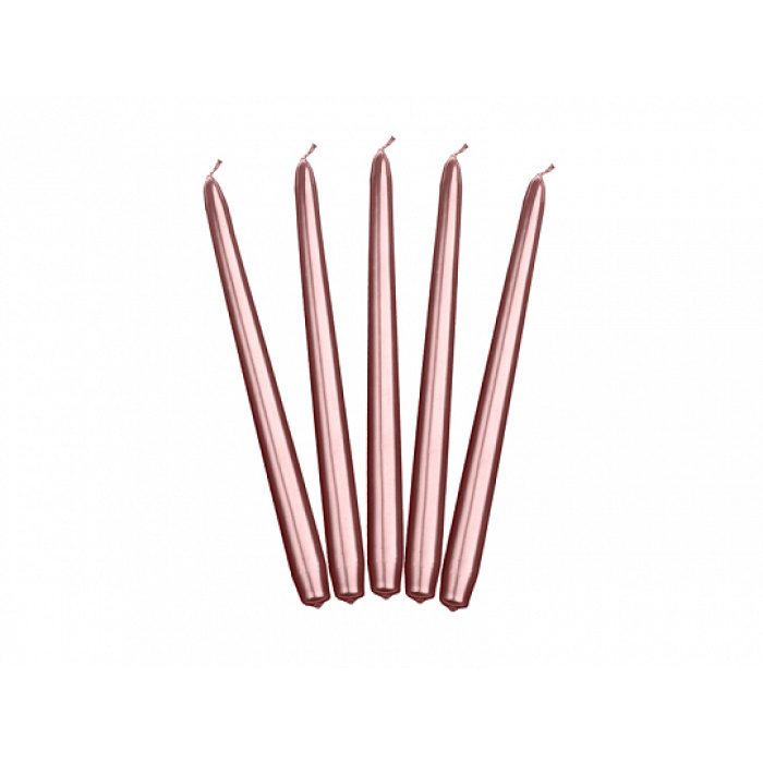 Velas Mesa Rosa Gold Metálica 24cm - Pack.10 - Image 1