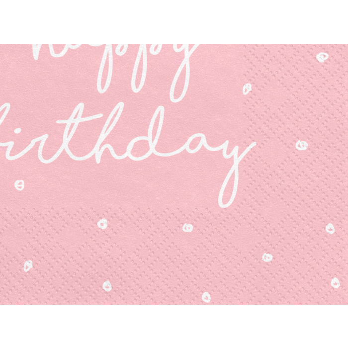Guardanapos Rosa Happy Birthday 33cm - Image 2