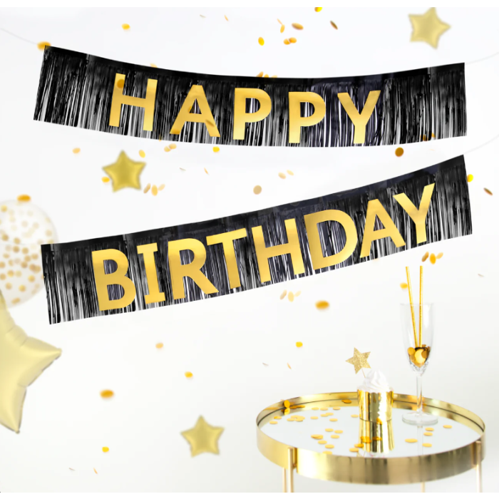 Banner Happy Birthday Preto - Image 2