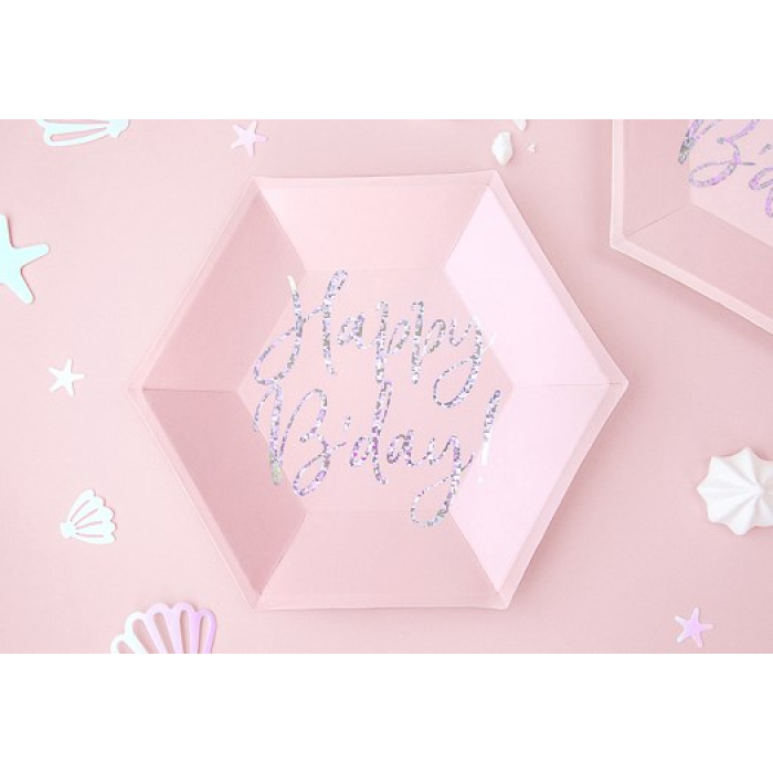 Pratos Rosa Happy Birthday! 20Cm - Pack 6 - Image 3