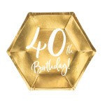 Pratos Ouro 40 Anos 20cm