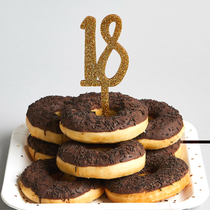 Topo de Bolo Acrílico Glitter Ouro 18 anos