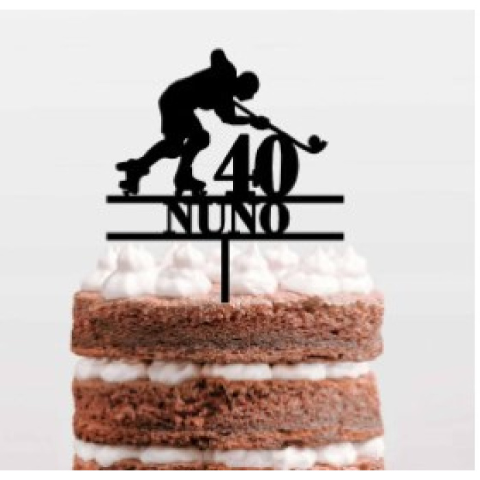 Topo Bolo Acrílico Hoquei Patins - Personalizável - Image 1