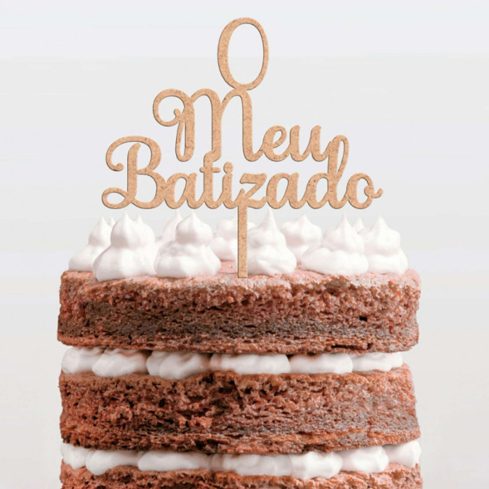 Topo Bolo Batizado Acrilico Ouro Mate - Modelo 3 - Image 1