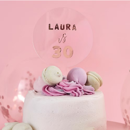 Topo Bolo Acrílico Personalizavel Rosa Gold