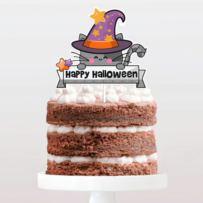 Topo de Bolo Halloween - Gato - Image 1