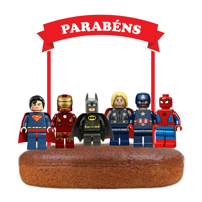 Topo de Bolo Super Heróis Lego - Image 1