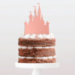 Topo para Bolo Acrilico Castelo Glitter Rosa - Image 2