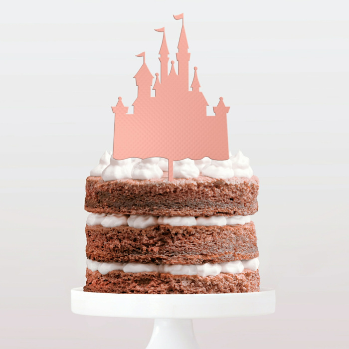 Topo para Bolo Acrilico Castelo Glitter Rosa - Image 2