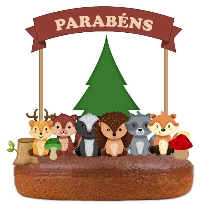 Topo de Bolo Animais da Floresta - Image 1